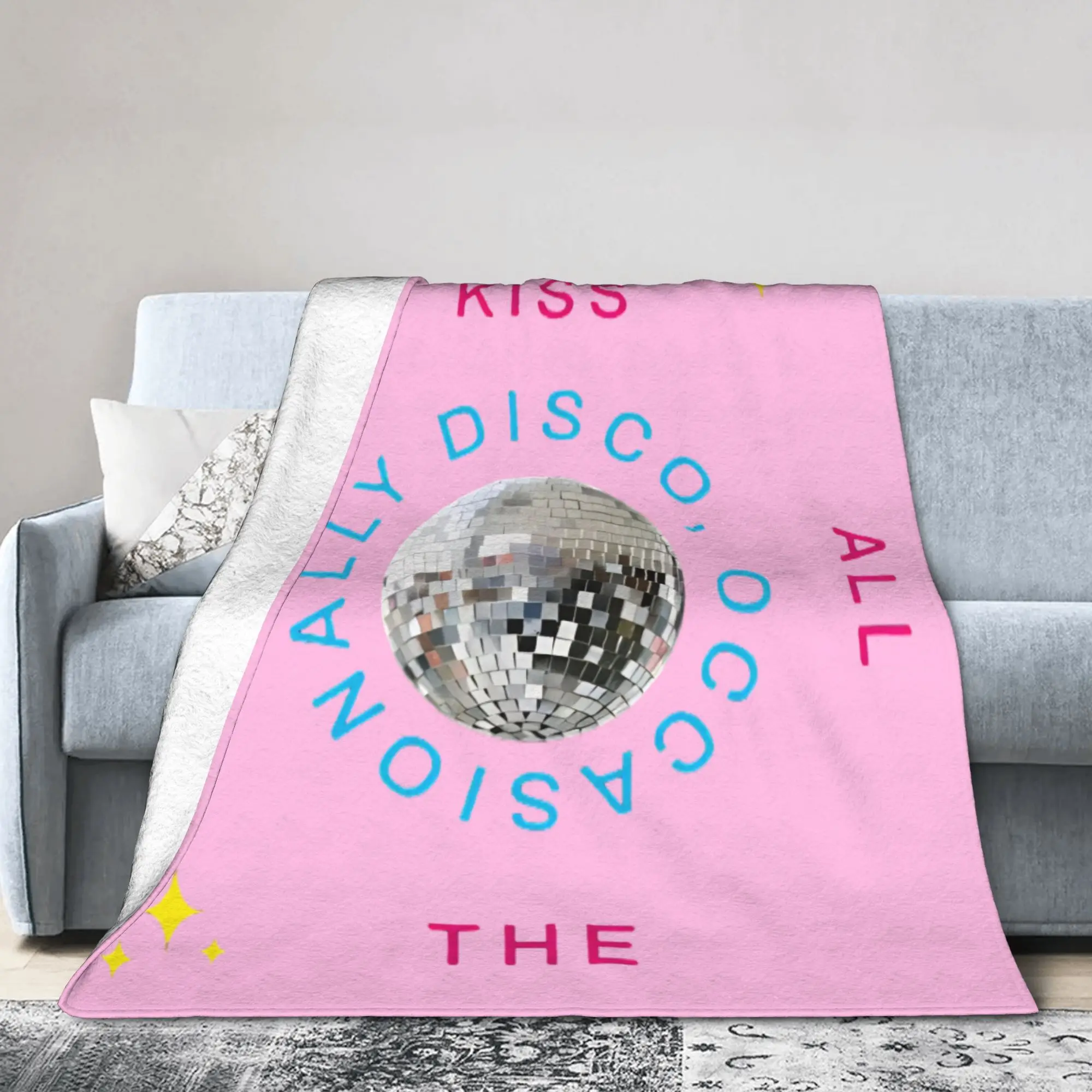 Kiss All The Time Disco Ball Fleece Throw Blankets Harrys Music Styles  Blankets for Bedding Office Super Warm Quilt