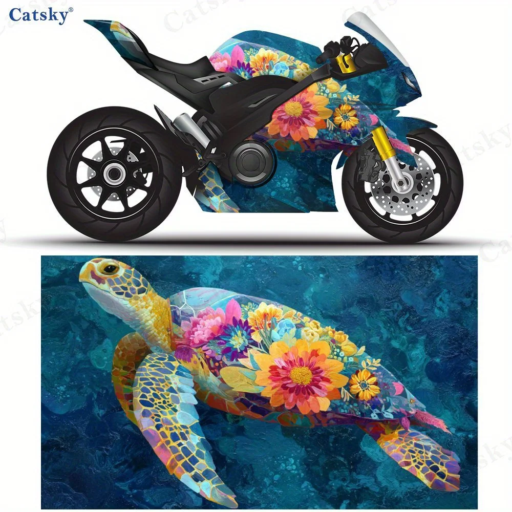 

Причудливые мотоциклетные пленки с цветочной черепахой, ПВХ-пленки для настройки мотоцикла, прочные клейкие наклейки