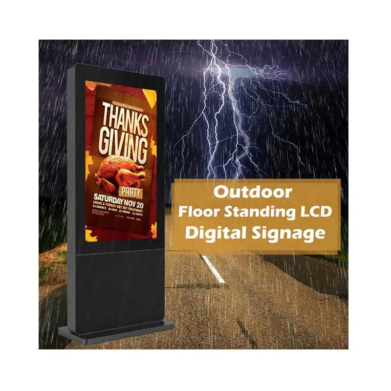 High Brightness Waterproof IP55 Digital Screen LCD Advertising Display Outdoor Floor Standing Touch Screen Digital Signage Kiosk
