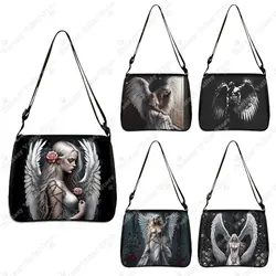 Sad Fallen Angel Wing Pattern Shoulder Bag Gothic Skull Girl Women Handbag Large Capacity Bags for Ladies Casual Messenger Bag