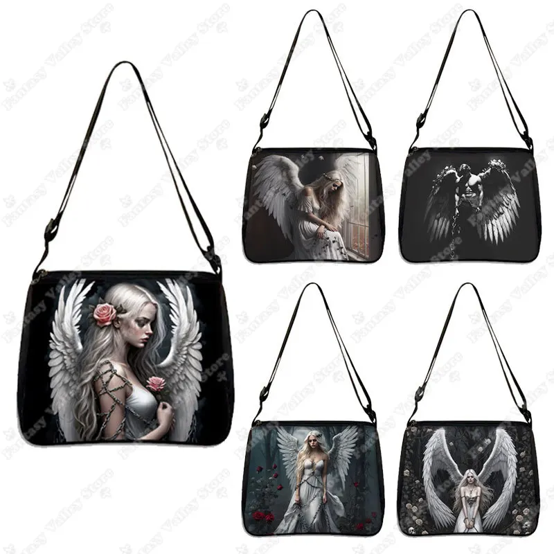 Sad Fallen Angel Wing Pattern Shoulder Bag Gothic Skull Girl Women Handbag Large Capacity Bags for Ladies Casual Messenger Bag
