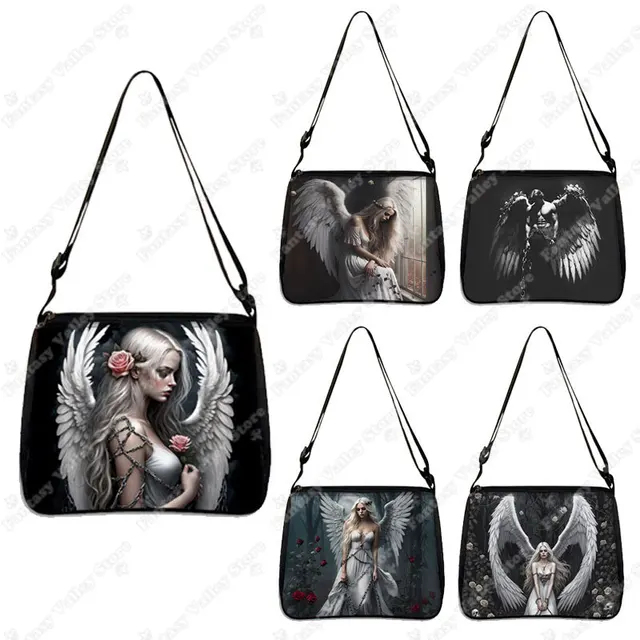 Sad Fallen Angel Wing Pattern Shoulder Bag Gothic Skull Girl Women Handbag Large Capacity Bags for Ladies Casual Messenger Bag