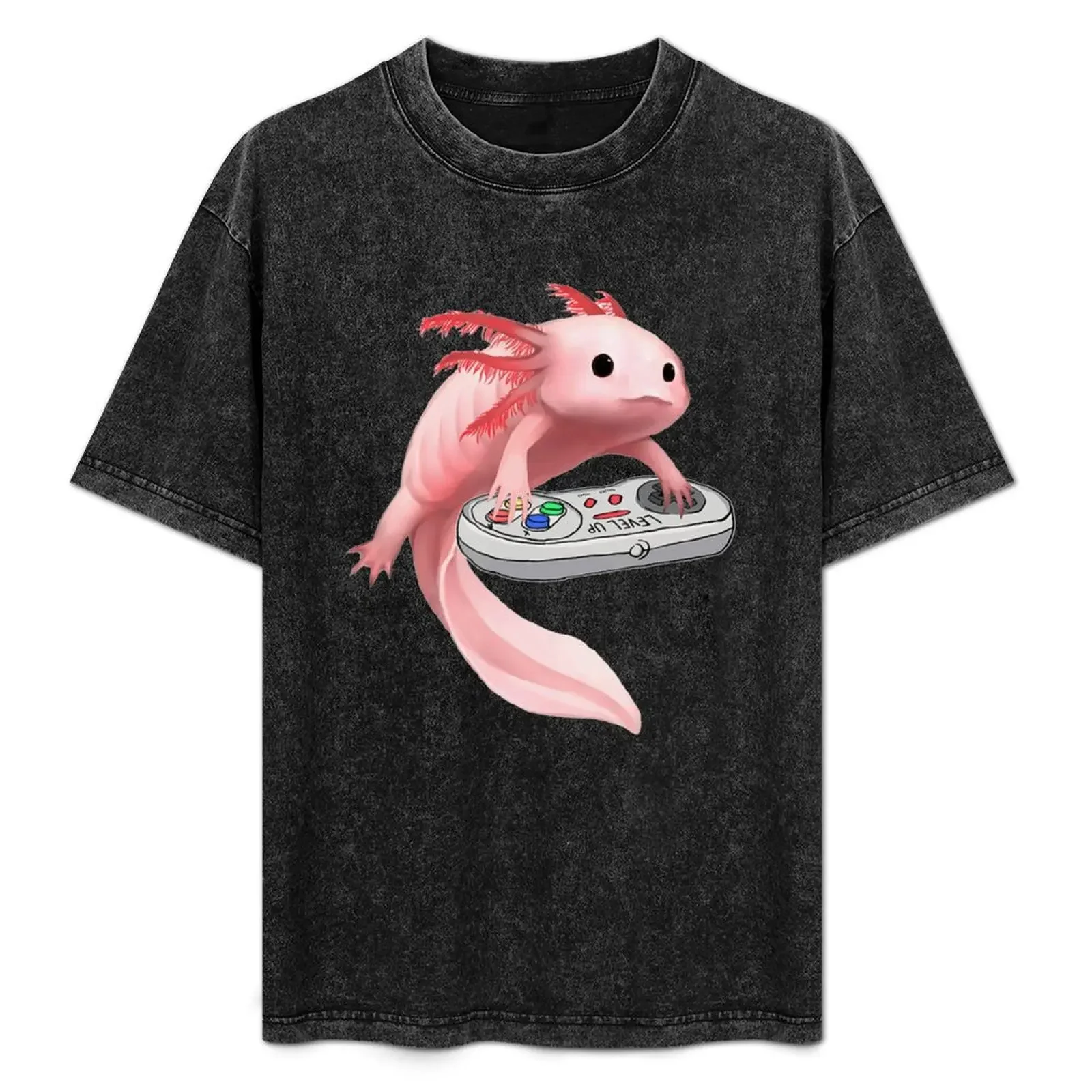 

Axolotl Playing Video Games T-Shirt designer shirts hippie clothes tops plus size men clothing