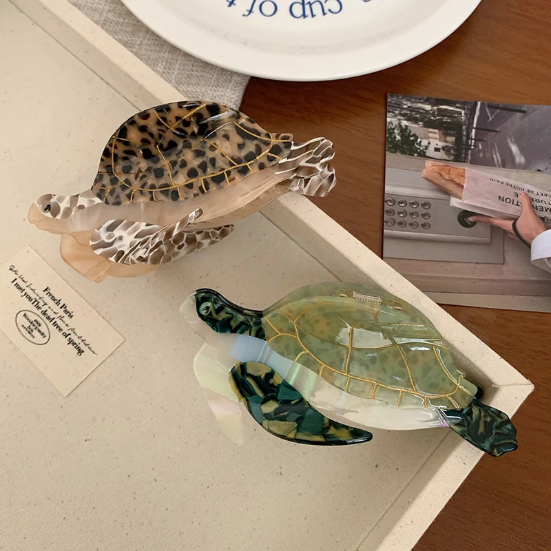 

Oversize Sea Turtle Hair Claw Clip Funny Acetate Creative Ocean Animal Shark Clip for Women Girls Fashion Hair Accessories Gifts