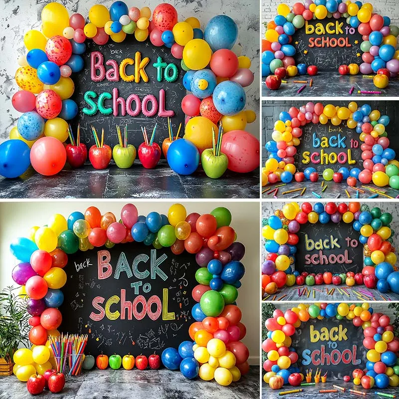 

LS Back To School Photography Background Blackboard Globe Book Student Portrait Background Kid Birthday Cake Smash Photo Studio