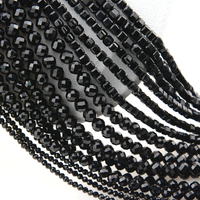 Natural Black Tourmaline Faceted Round / Cube / Rondelle Beads 2mm,3mm,4mm,1x2mm,2x3mm,Fine Jewelry Making