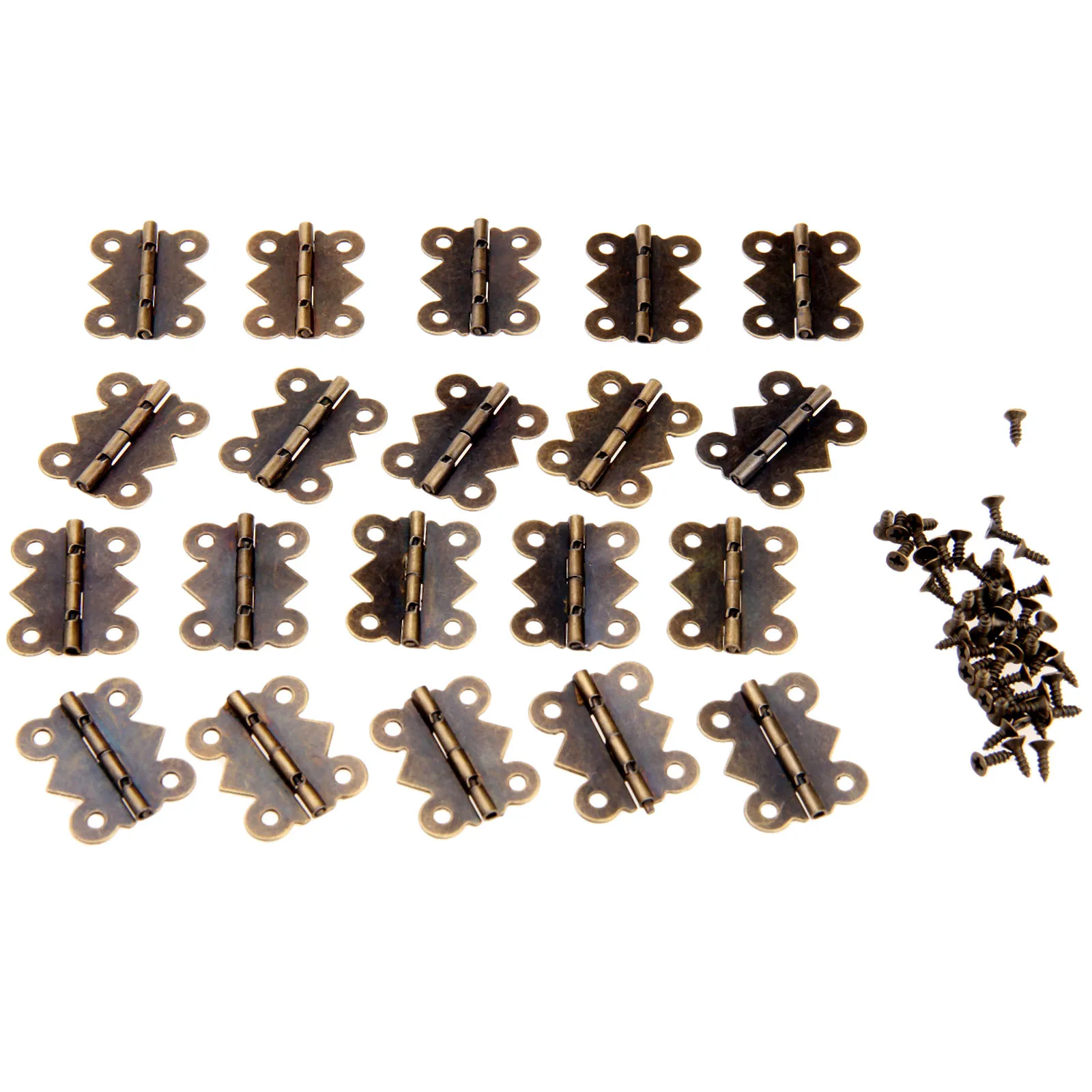 20Pc 25x20mm Antique Bronze Kitchen Cabinet Hinge Furniture Accessories Vintage Jewelry Wooden Box Hinges Fittings for Furniture