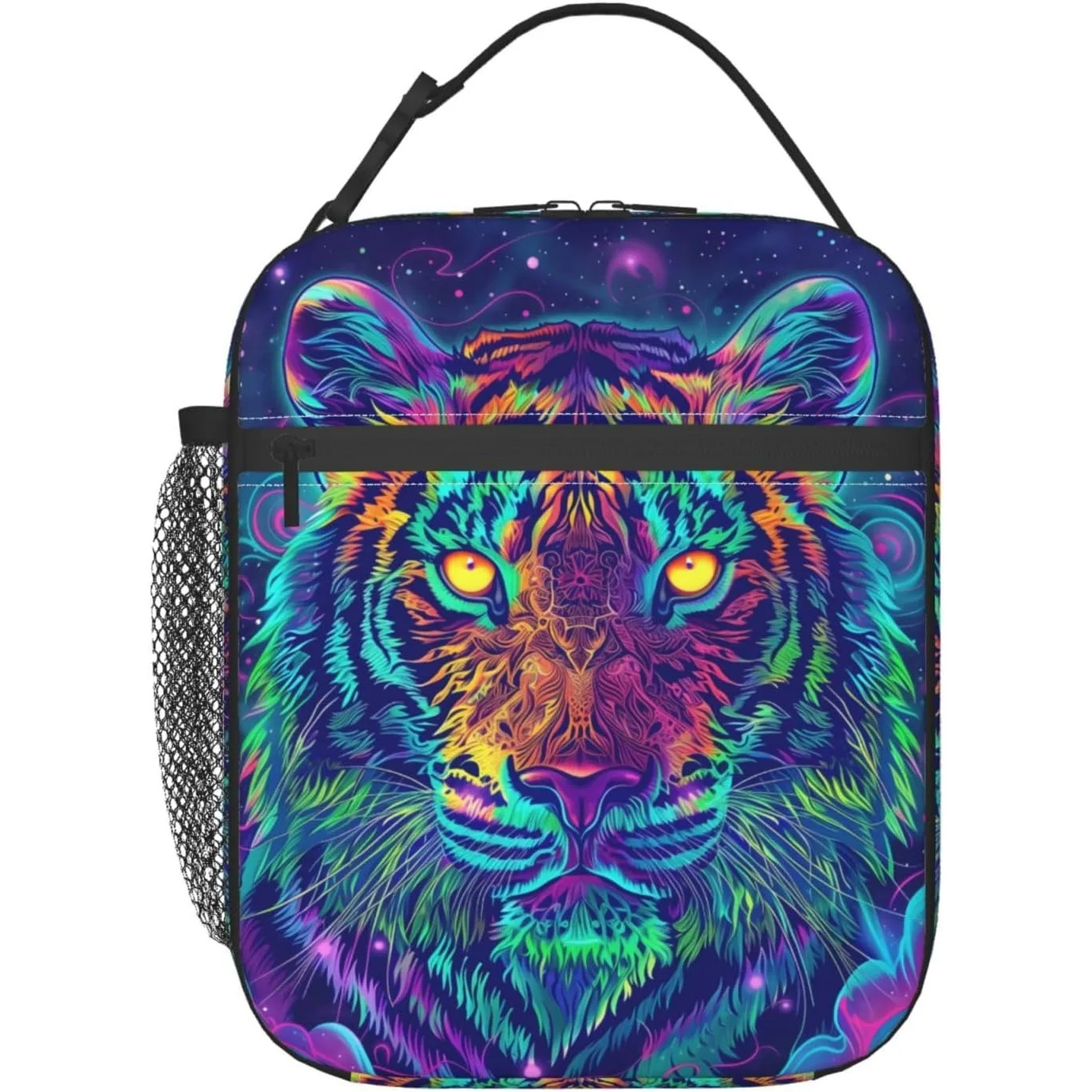 Reusable Lunch Bag for School, Office, Work, Picnic, Travel, Purple and Blue Marble