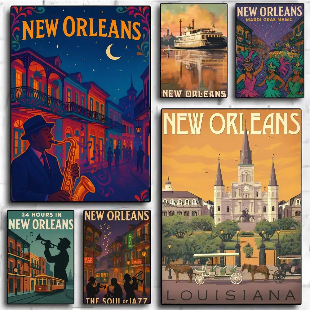 Vibrant Louisiana City N-New Orleans Poster Modern Home Decor & Interior Design | Wall Art Collection
