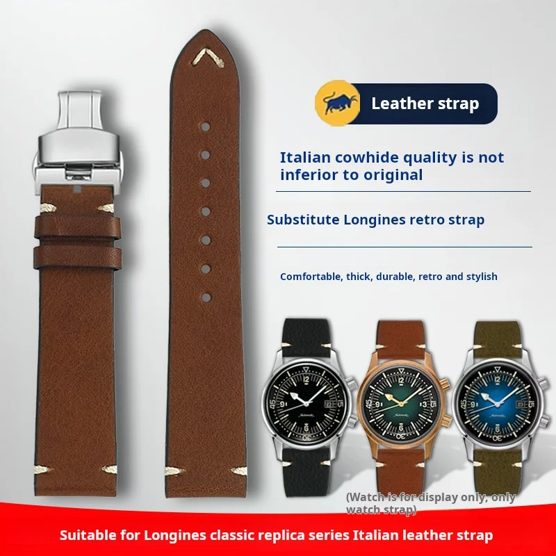 

High quality For Longines L2 L3 L4 strap master classic retro cowhide Watch Belt bracelet men Genuine Leather Watchband 19 20 22
