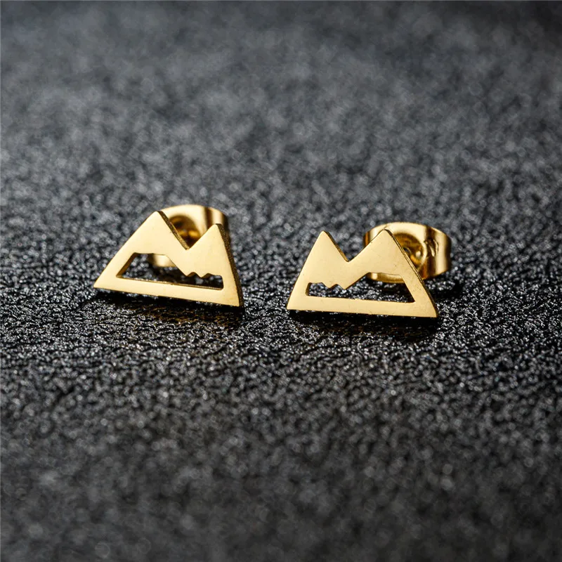 Minimalist Jewelry Hollow Snow Mountain Stud Earrings for Women Men Punk Mountain Peak Earings Holiday Travel Gift