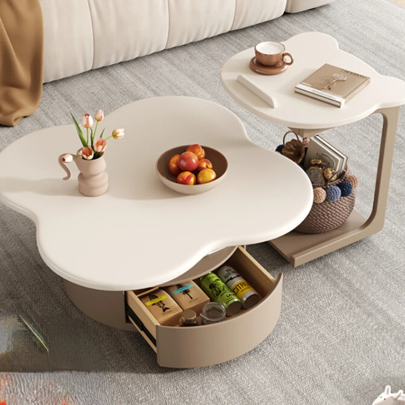 

Cream style tea table combination living room household small apartment modern simple net celebrity multi-functional movable