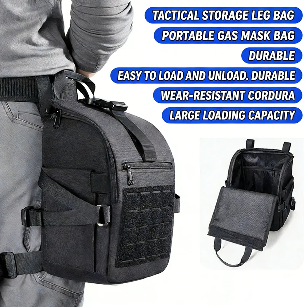 Tactical Leg Bag with Adjustable Thigh Strap Airsoft Utility Leg Bag Secure Mobile Phone Gas Mask for Outdoor Hiking Cycling Pou