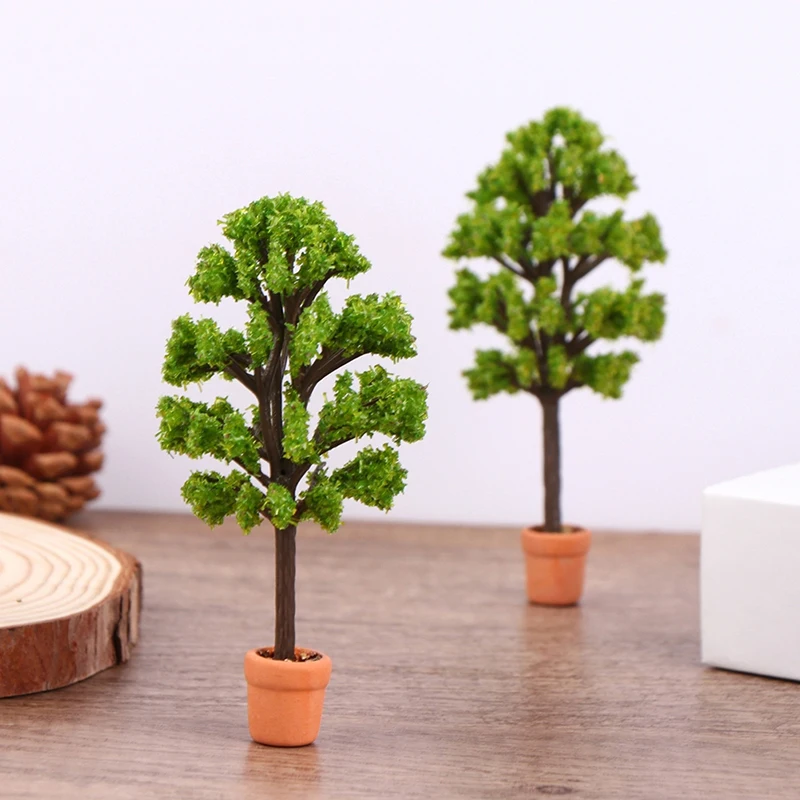 Dollhouse Miniature Mini Tree Potted For Green Plant In Pot Doll House Furniture Home Decor Simulation Potted Plants