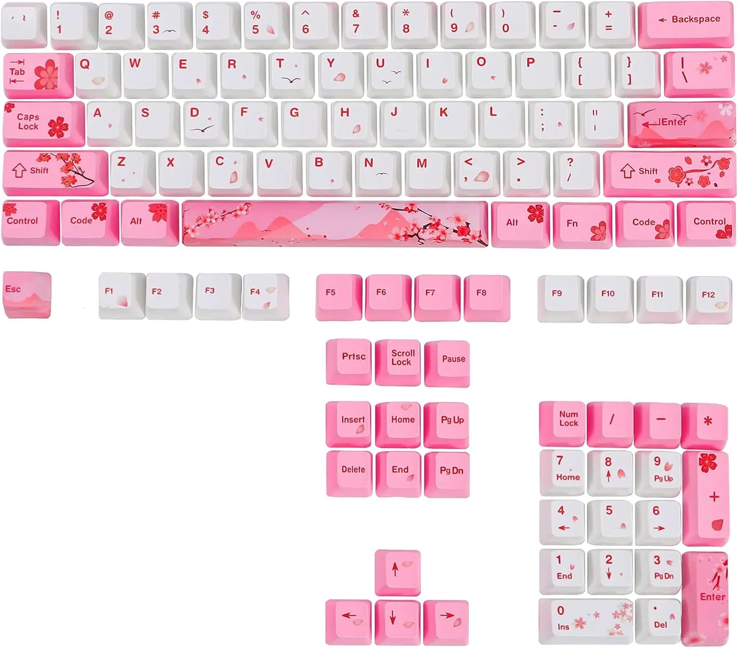 

104 Pink Keycaps Cute Japanese Custom Gaming keycap Set of Dye-Sub OEM Profile for Cherry Mx Gateron Kailh Switch 87/104 60