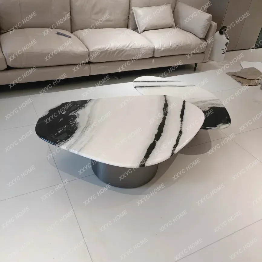 

Light luxury natural marble special-shaped coffee table modern simple villa living room size combination high-end tea table