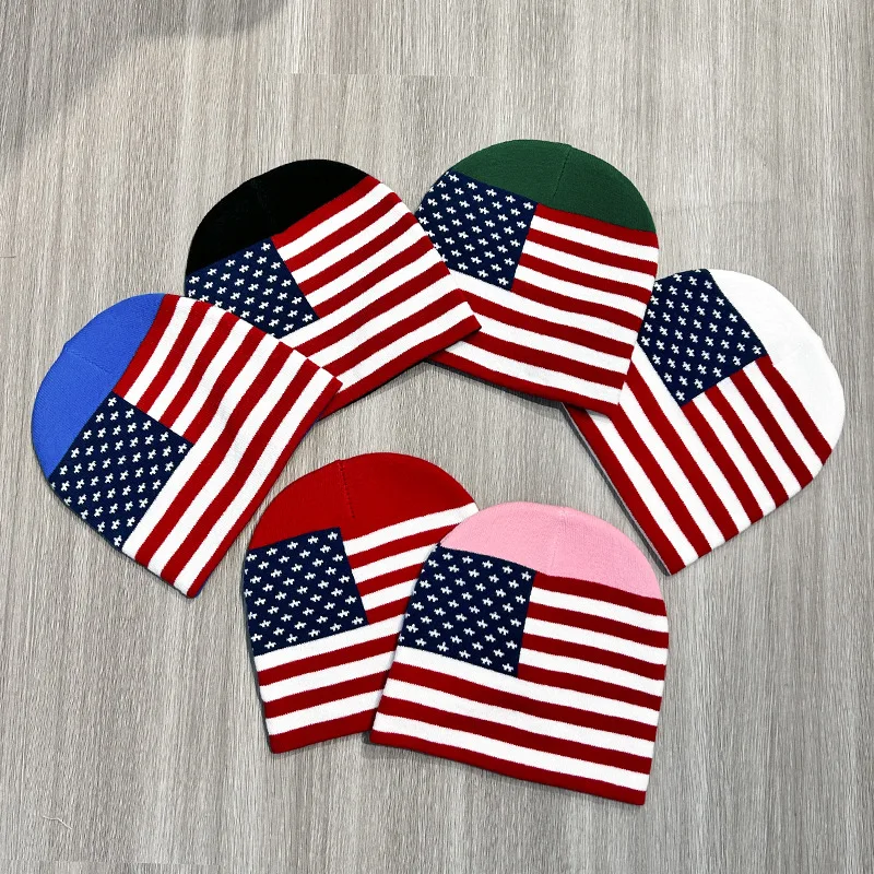 Fashion American Flag Vintage Beanie Hats New Winter Men Women Knitted Hat Outdoor Sports Skiing Cycling Warm Caps