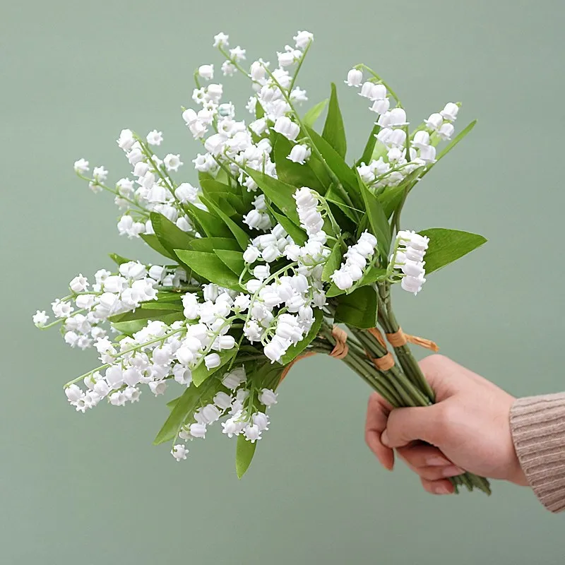 

White Flower Bouquet 6Pcs Fake Orchids Branch Artificial Flower Decorations foor Home/Kitchen Desktop Wedding Centre Decor