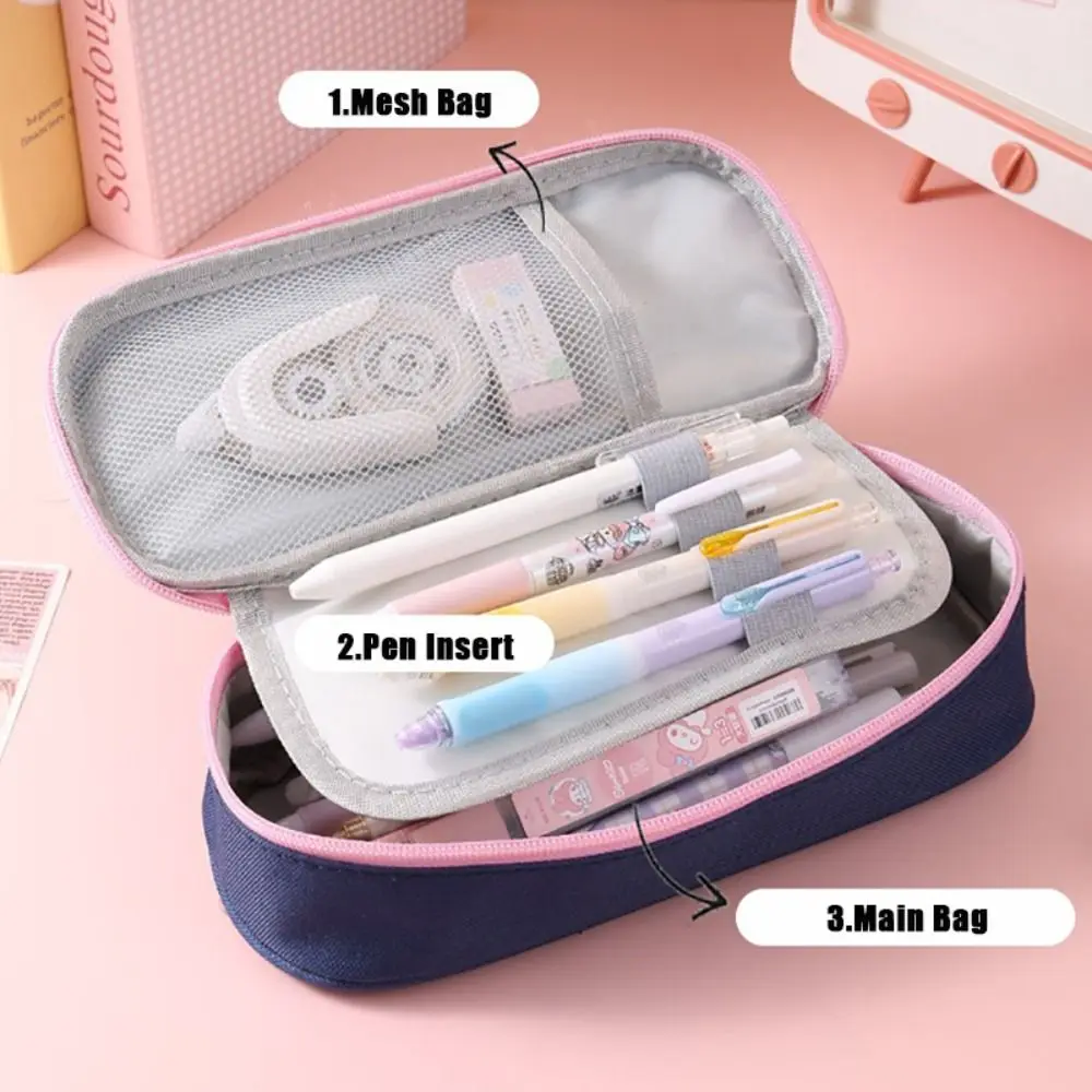 High Quality British Style Pen Bag Three-Layer Large Capacity Stationery Bag Back To School Gift Stationery Organizer Student