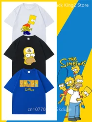 Anime Simpsons Men's and Women's Cotton T-shirt Summer Fashion Funny Cartoon Short Sleeved T-shirts Casual Tops Men Clothing