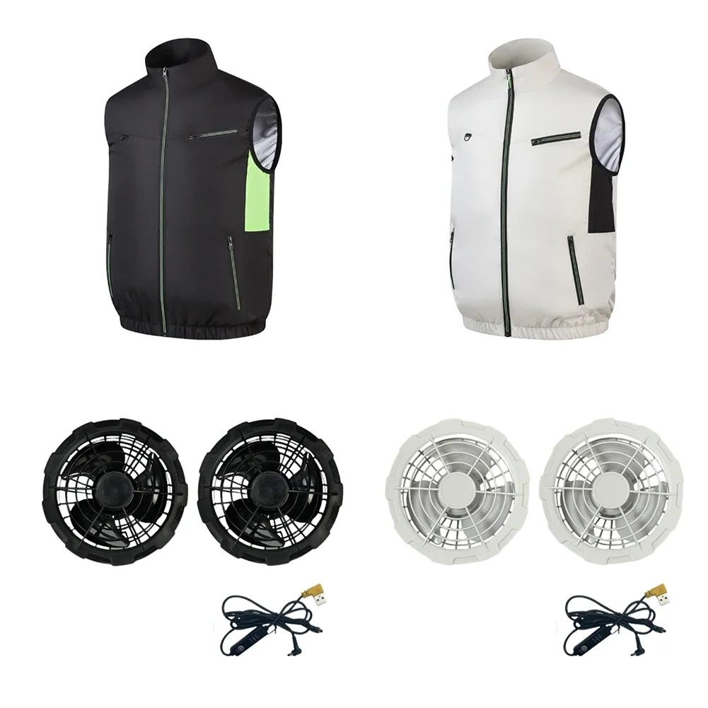 2024 Cooling Vest Ice Fan Vest Heat Resistant Sleeveless Workwear Breathable Wearable Cooling Fan Vest for Hot Weather Work