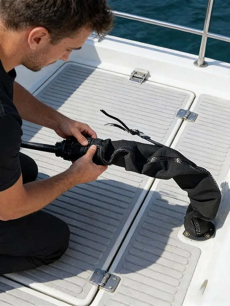 

48-дюймовый черный проволочный рукав, кабельный рукав для троллингового двигателя, защита на молнии для лодки, морского подвесного рыболовного снаряжения