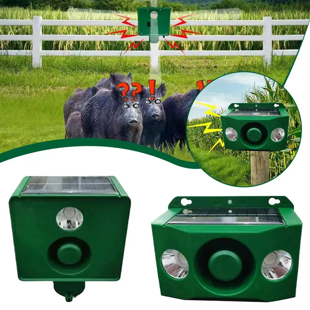 Loud Dog Barking Wild Boar Repeller Solar Warning Lights Long Flash Home Repeller Night Products Garden Range Burst Protect W1Q9