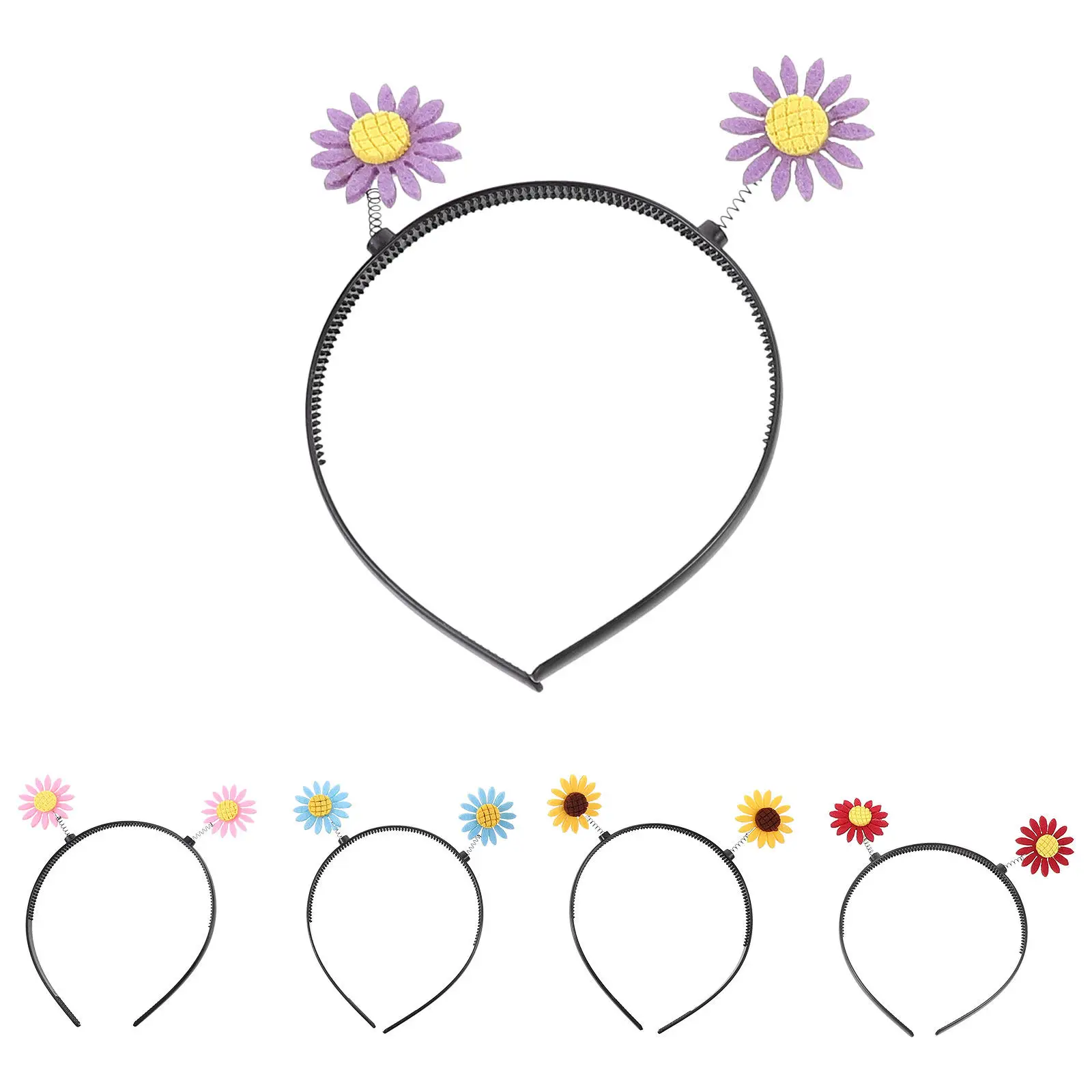 

5 шт. цветочные ободки для волос для детей, праздничные головные уборы для весенних вечеринок, красочный дизайн с подсолнухами, эластичные удобные украшения для волос для девочек, праздничные аксессуары