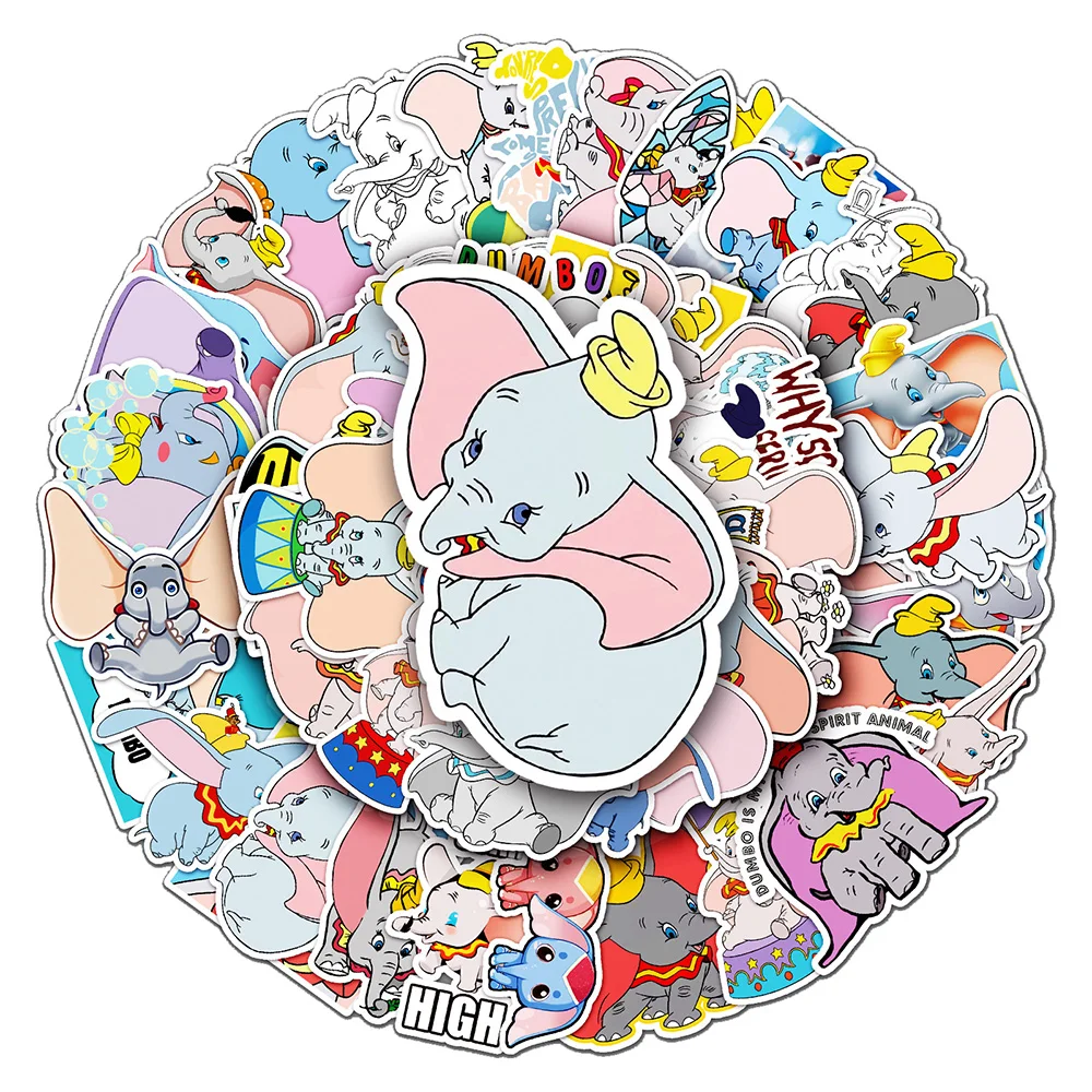 10/30/50pcs Disney Cartoon Dumbo naklejki kalkomanie słodkie Graffiti na laptopa Scrapbooking etui na telefon winylowe wodoodporne dziecko DIY zabawka prezent