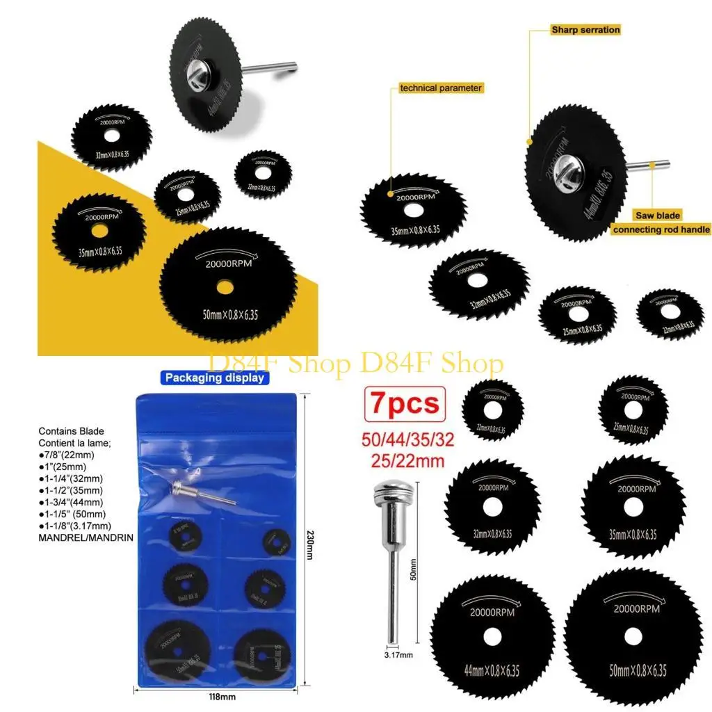 D84F Mini Circular Blade Set Cutting Discs Mini Drill with Extension Rod