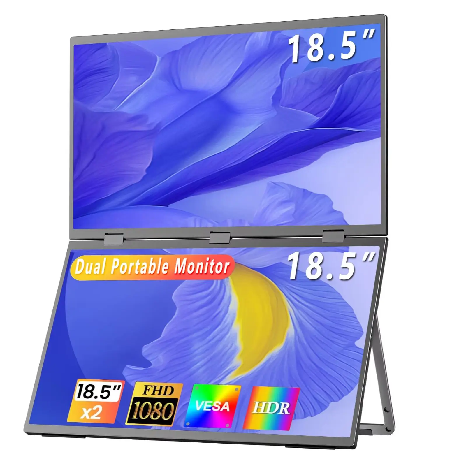 AHXJKA 18.5 Inch 100Hz Dual Portable Monitor 1920*1080P FHD IPS With Type-C Mini HDMI For Phone Laptop PS4/5 TV XBox Mac Switch