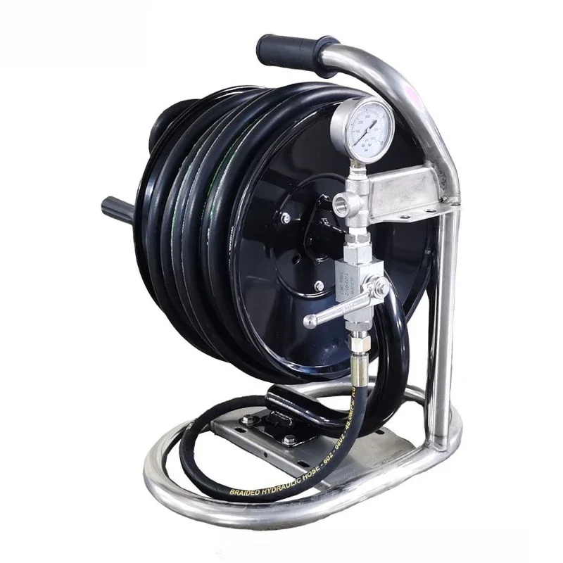 

Portable high pressure power jet manual hand-held hose reel tube coiler