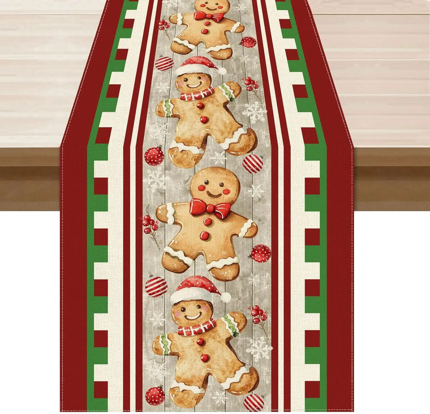 

Merry Christmas Gingerbread Man Linen Table Runner Party Decor Winter Balls Kitchen Dining Table Runners Christmas Decorations
