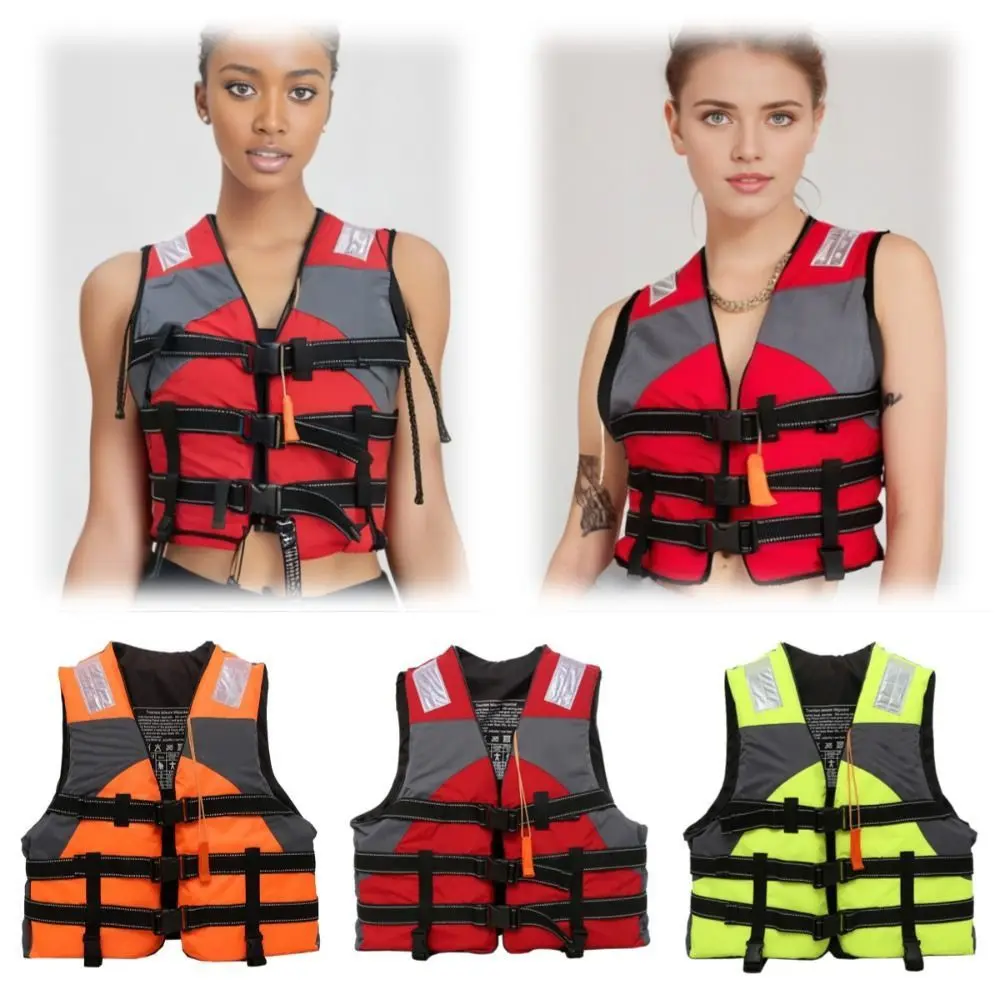 

Safety Straps Adults Life Jacket Easily Adjustable Waterproof High Buoyancy Jacket with Survival Whistle Portable