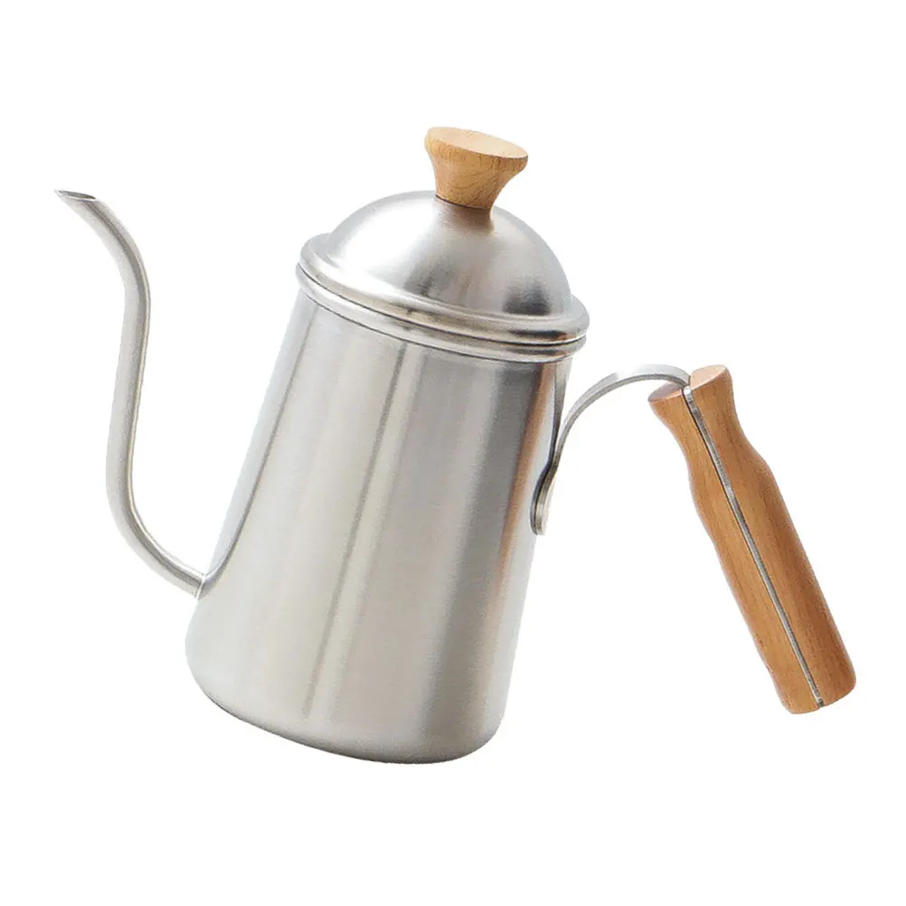 

Hand Pour Coffee Kettle Stainless Steel Outdoor Camping Hot Water Kettle Lightweight Wooden Handle Easy Control