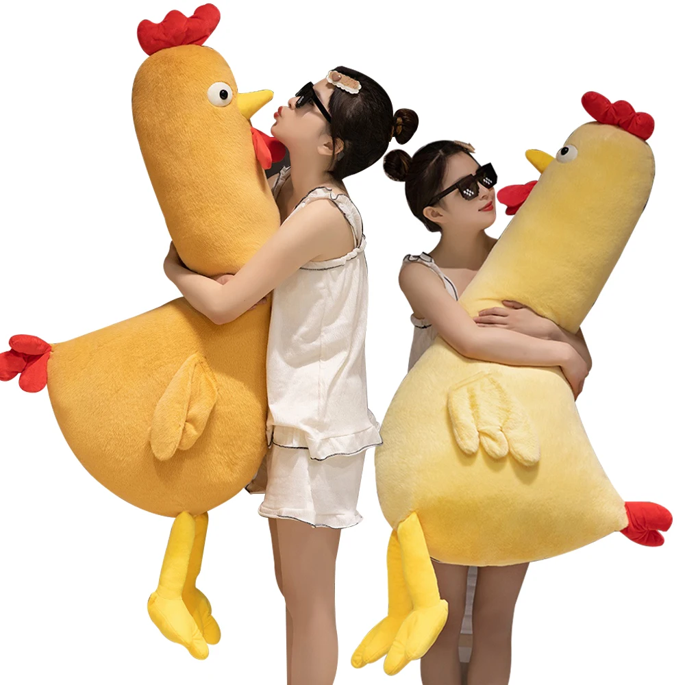 카와이 인형 긴 닭 봉제 베개 침대 등받이 수면 쿠션 인형, 집 장식, 친구를 위한 생일 선물, 140cm 