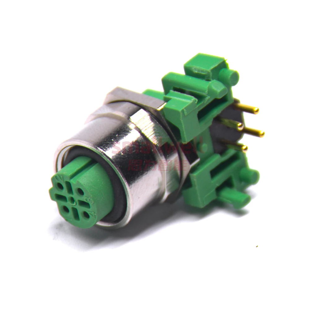 M12 4-core D-buckle hole panel installation socket unshielded bent plug board