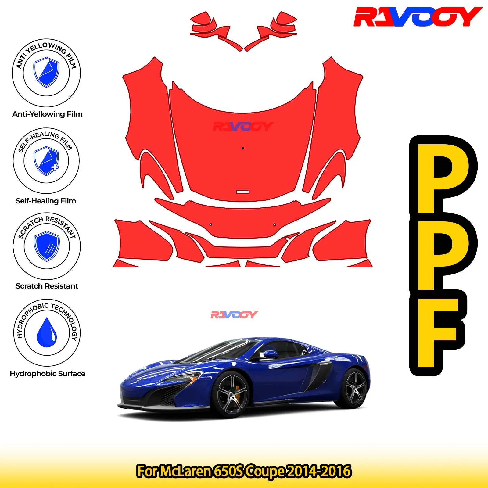 

Для McLaren 650S Coupe 2014-2016 глянцевая матовая черная предварительно вырезанная передняя защитная пленка PPF комплект