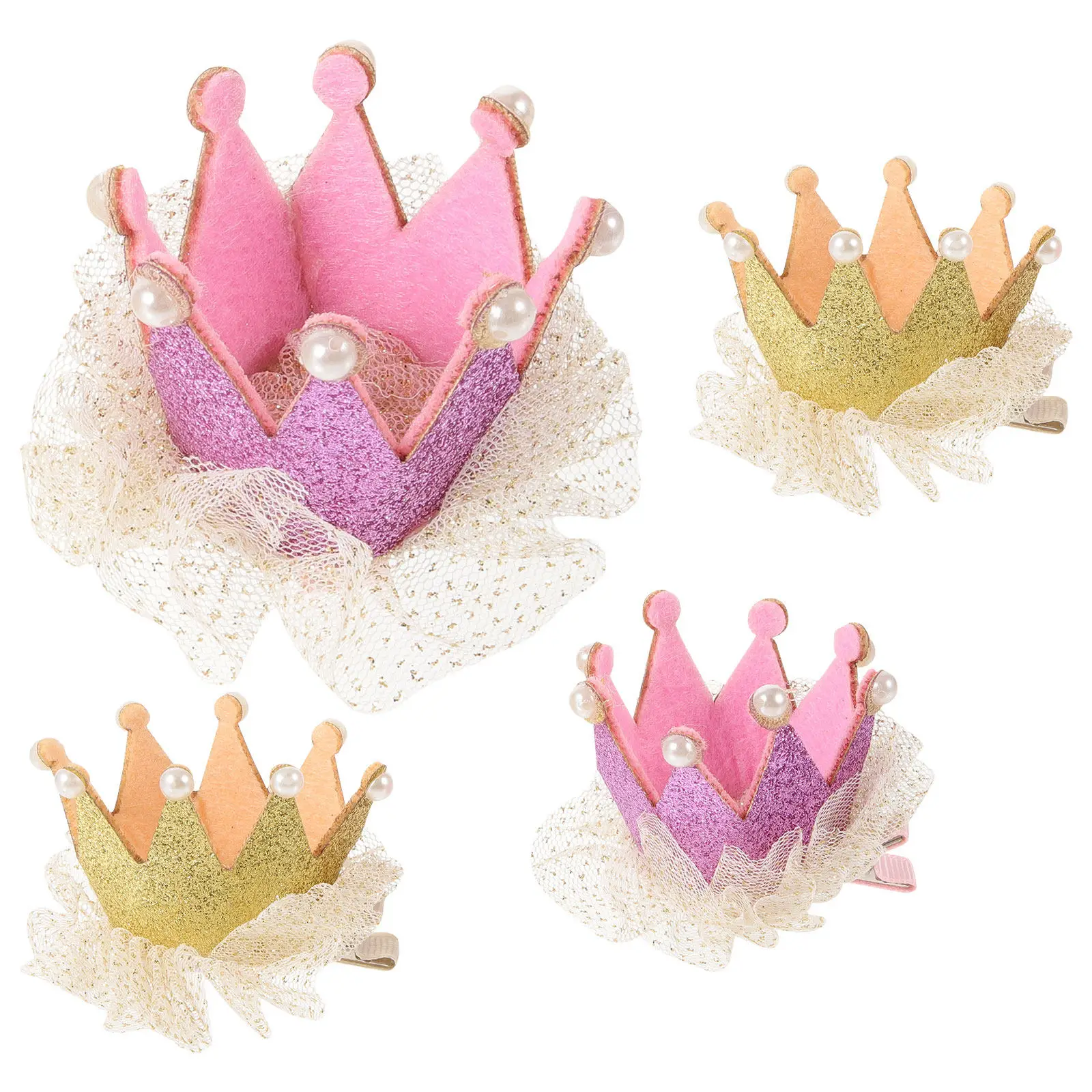 

Набор из 4 заколок для волос «Принцесса»: детские заколки-коронки, милые и элегантные украшения для волос для девочек, для дня рождения, фотосессий, подарок, декор для волос