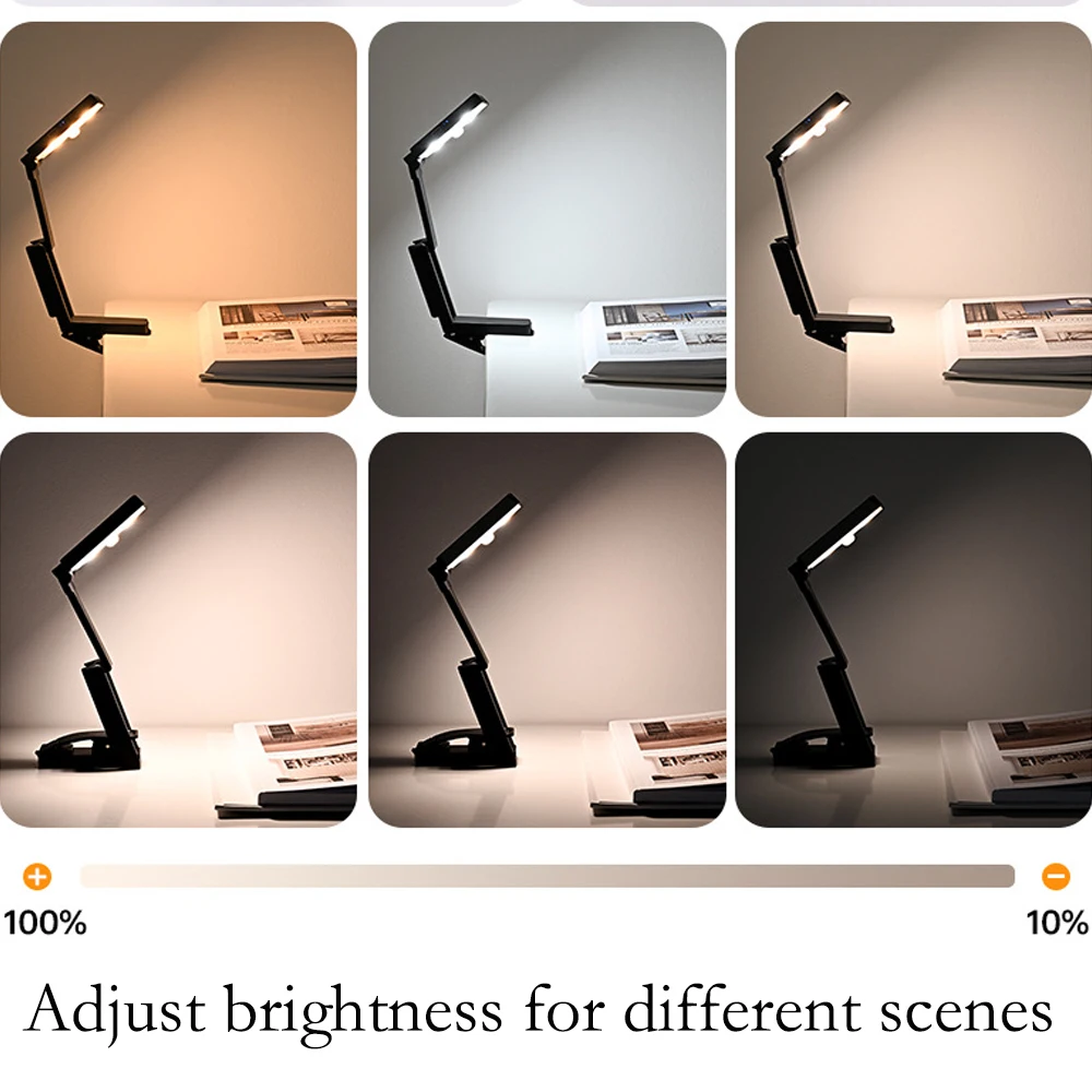 LED Folding Desk Lamp No Flicker Eye Protection Reading Lighting Infinite Dimming Learning Charging Night Light