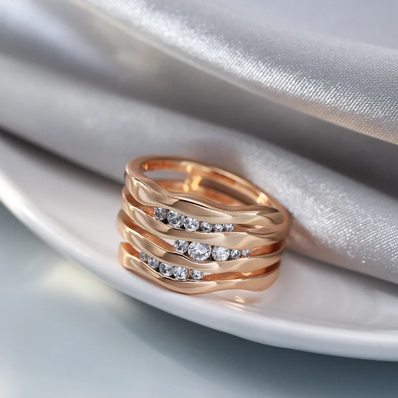 18K Multi rose Gold Ring for Women Natural  Diamond with Diamond Jewelry Anillos De Bizuteria Anillos Mujer Gemstone Rings Box