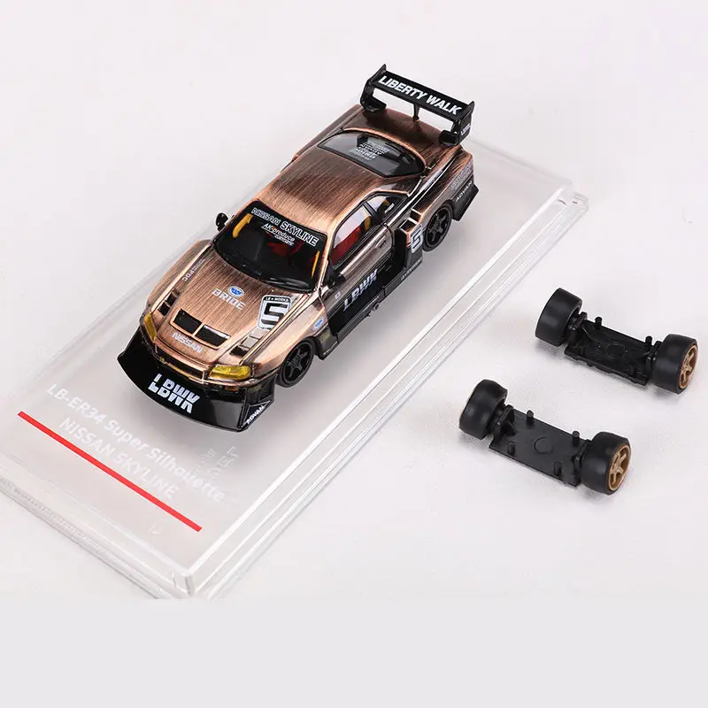 다이캐스트 CM 1:64 체중계 닛산 스카이라인 스카이라인 R34 개조 합금 자동차 모델, 수집용 장난감 선물, 기념품 전시 장식품