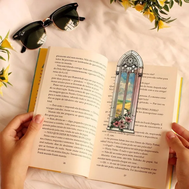 1Sheet Vintage Gothic Windows Clear Stamps Flower Bookmark Clear Stamps Sparkle Moon Silicone Stamps for DIY Scrapbooking Photo