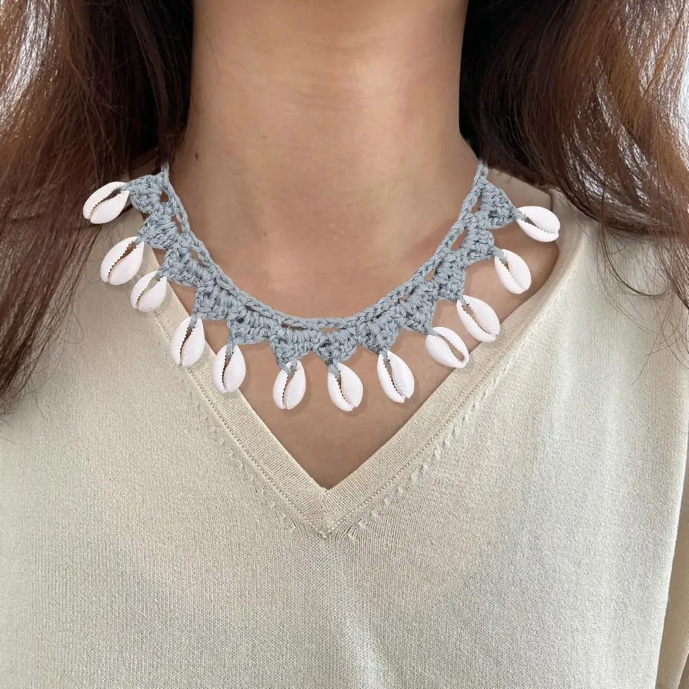 Shell Necklace Handmade Natural Shell Choker Necklaces for Women Boho Sea Cowrie Shell Jewelry Set with Rope Chain Summer Beach