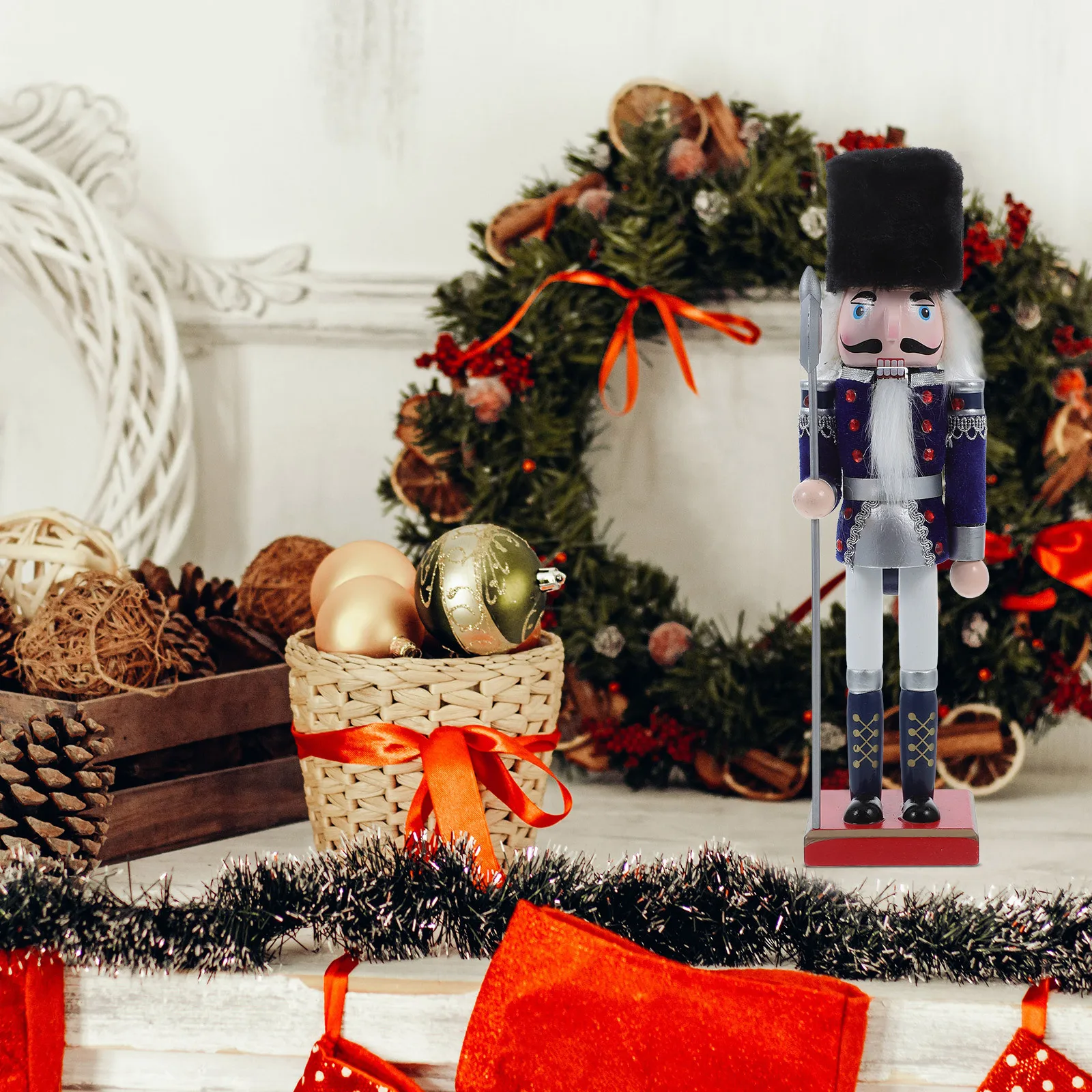 

Traditional Wooden Nutcracker Soldier Puppet Classic Holiday Party Tabletop Fireplace Home Decor Nutcracker Decor