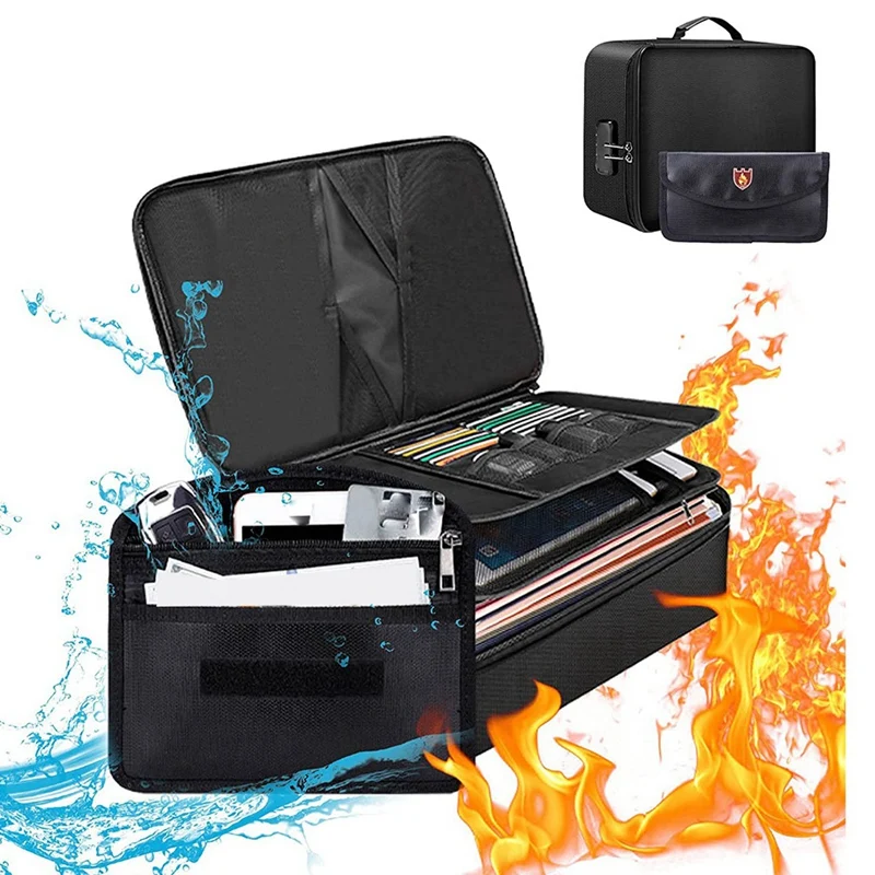 Fireproof File Organizer Bags,Fireproof And Waterproof Document Box With Money Bag, Fireproof Safe Bag With Lock