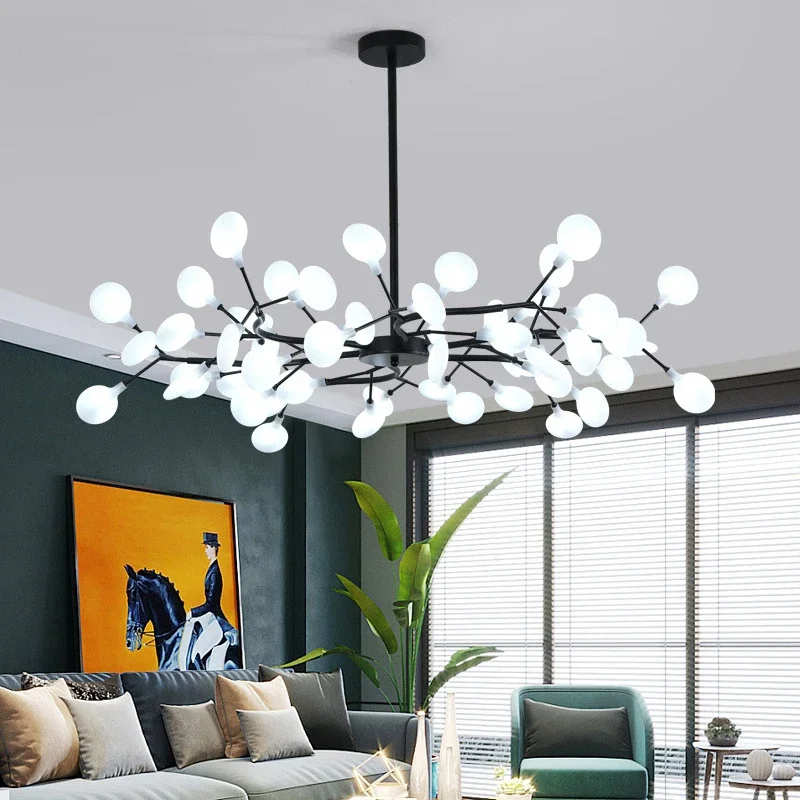 modern firefly led chandelier minimalista teto lampada pingente iluminacao interior sala de estar quarto hall preto ouro decoracao de casa 01