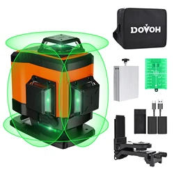 DOVOH 4x360° Laser Level 360 Self Leveling, 16 Line Laser Leveler for Construction Floor Tiling and Ceiling Rechargeable,K4-360G