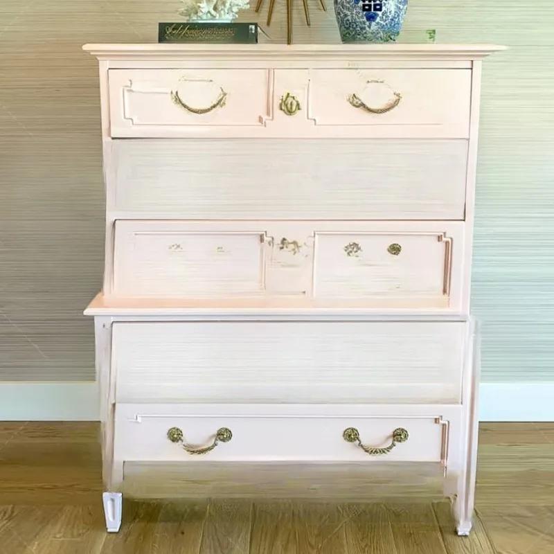 

French retro solid wood porch cabinet small apartment living room chest cabinet decorative cabinet household wall locker