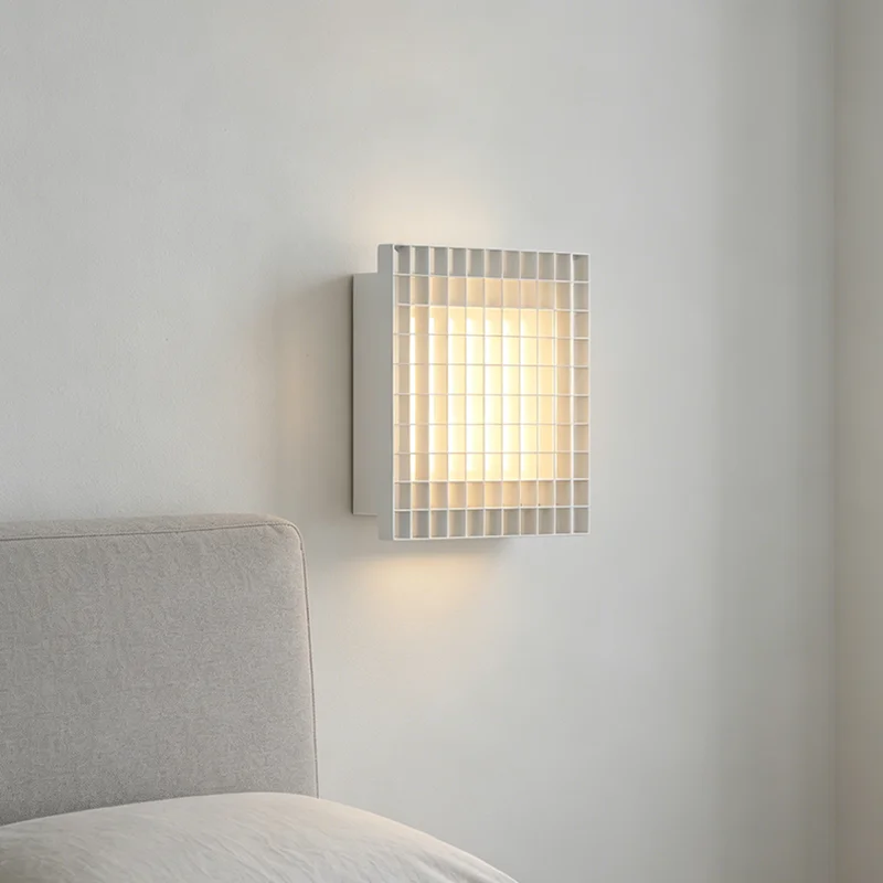 Nordic Minimalist Grid LED Wall Light Iron Acrylic Luxury Lighting Fixture Square Wall Sconce for Living Room Bedroom Hallway